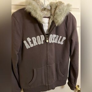 Vintage Aeropostale Brown Fur Zip Up